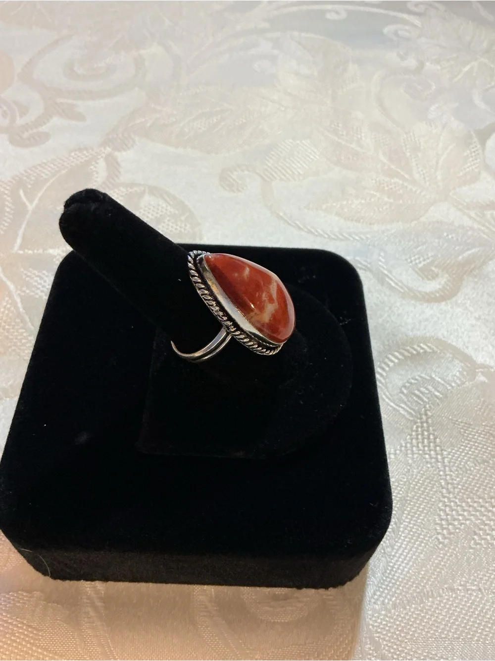 Carnelian Teardrop Sterling Silver Vintage Southwestern Statement Ring